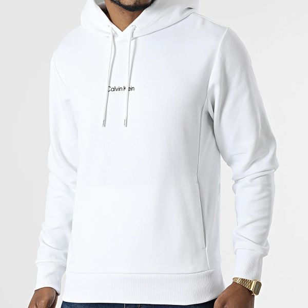 Calvin Klein Interlock Micro Logo Hoodie Wit