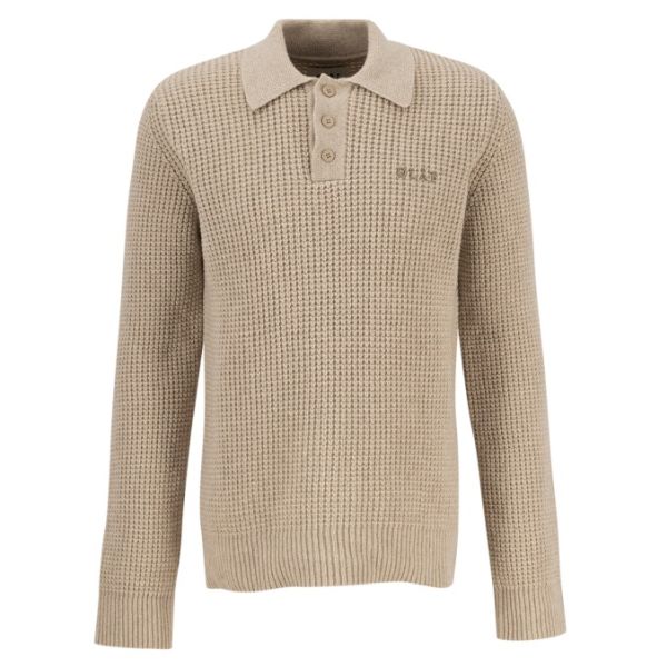 Olaf Waffle Knitted Polo Beige