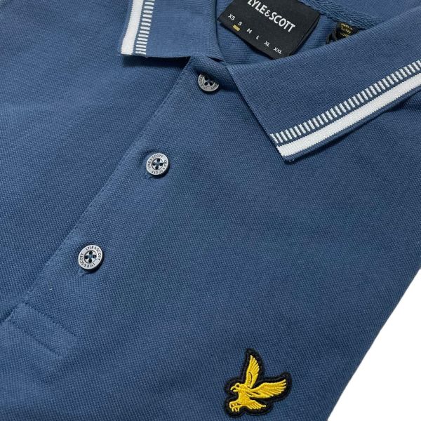 Lyle & Scott Dashed Tipped Polo Blauw