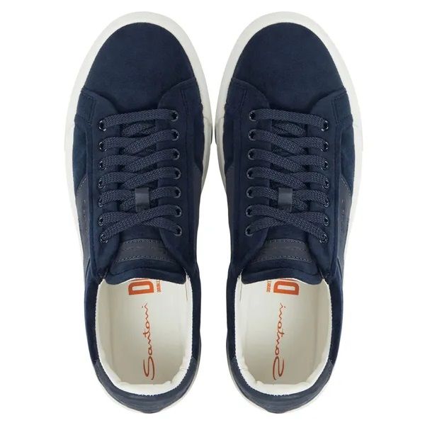 Santoni Double Buckle Signature Sneaker Navy