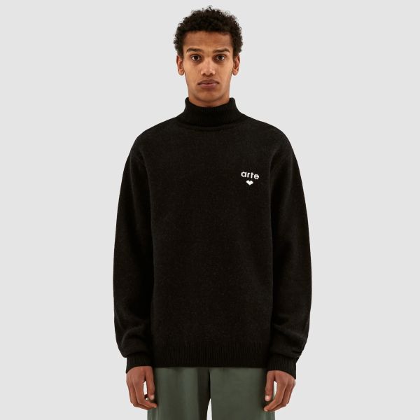 Arte Antwerp Kole Logo Turtle Neck Sweater Zwart