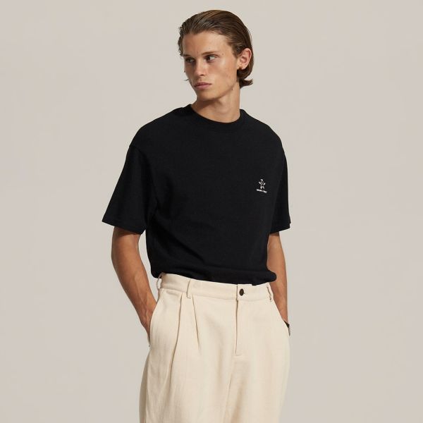 Bram's Fruit Outline Lemon T-shirt Zwart