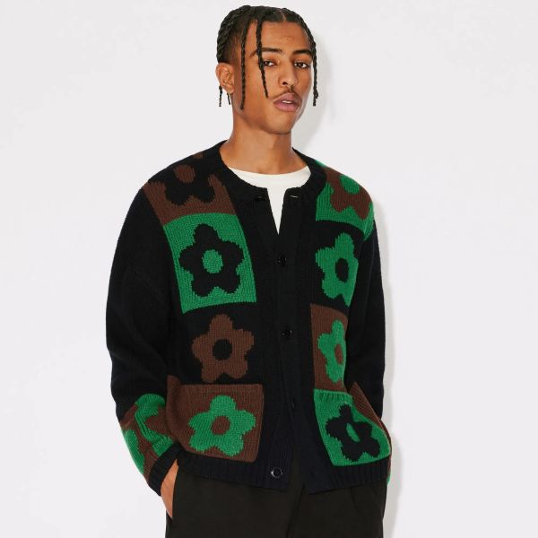 Kenzo Boke Flower Checkerboard Cardigan Zwart/Groen