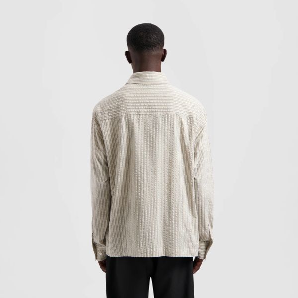 Olaf Seersucker Boxy Overshirt Off White