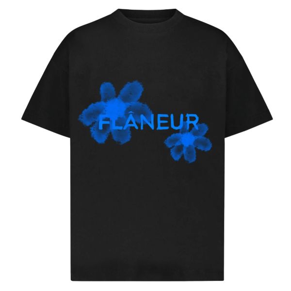 Flâneur Floral Watercolor T-shirt Zwart
