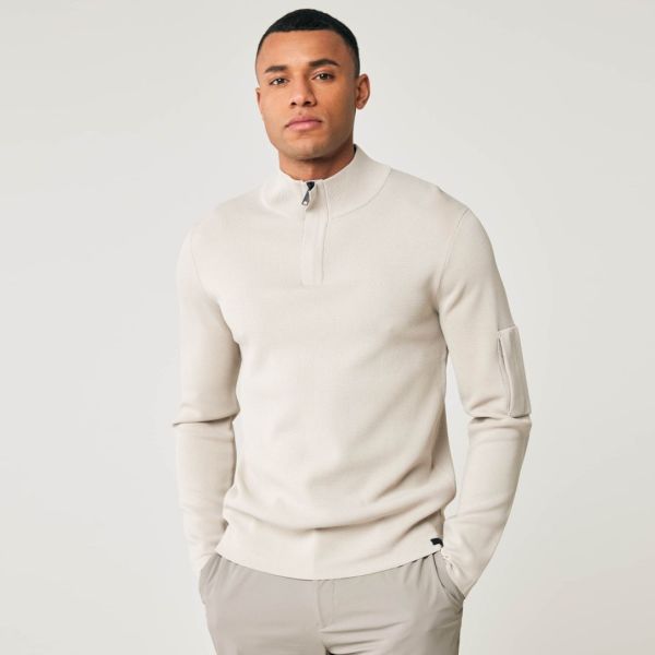 Genti Turtle Zip Sweater Beige