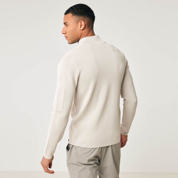 Genti Turtle Zip Sweater Beige