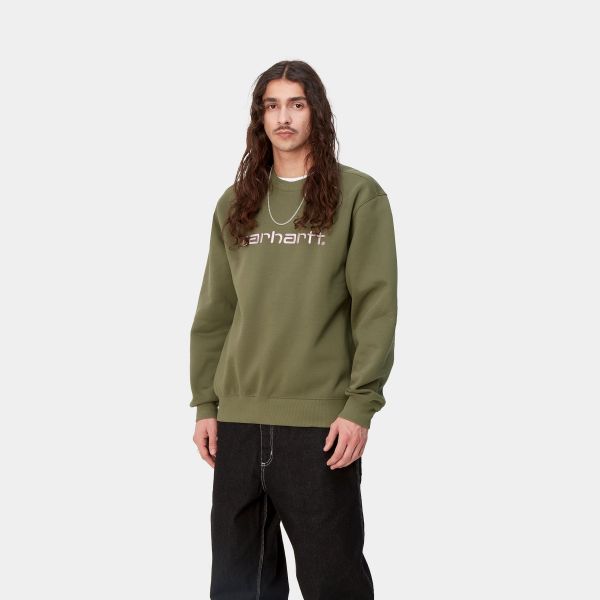 Carhartt Logo Sweater Donker Groen
