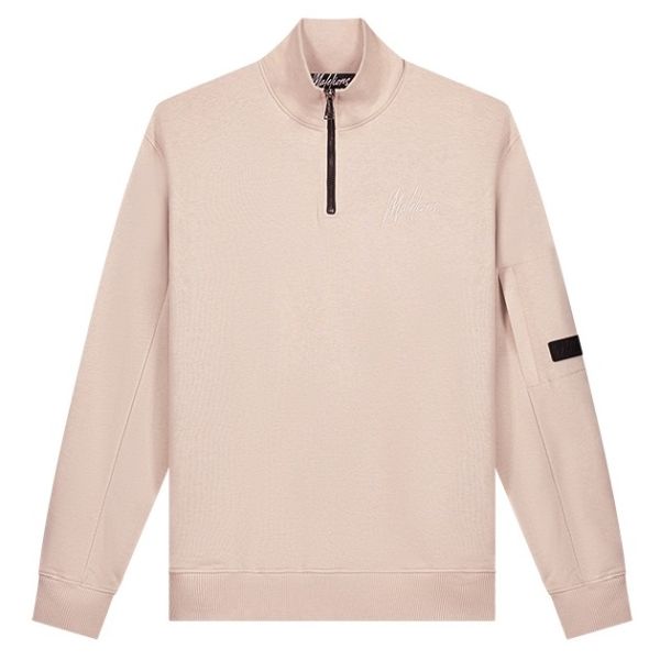Malelions Pocket Quarter Zip Sweater Beige