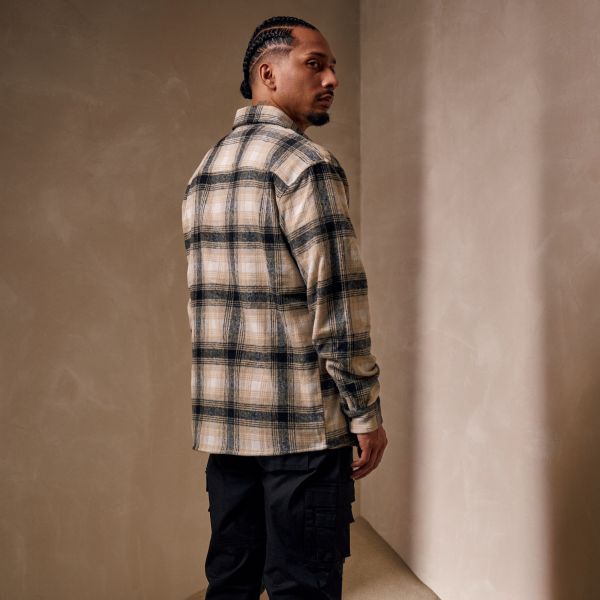 Croyez Midweight Flannel Overshirt Beige/Zwart