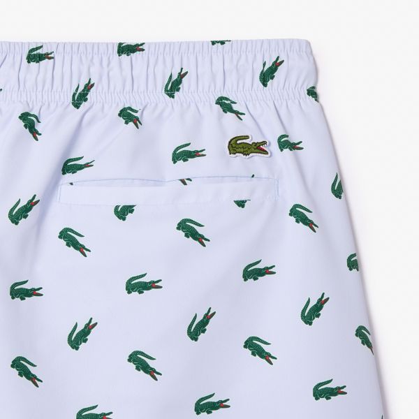 Lacoste Crocodile Print Zwembroek Licht Blauw
