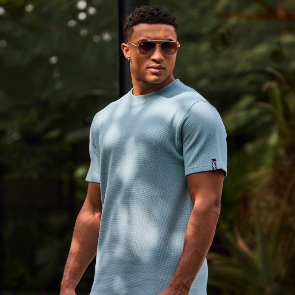 Malelions Signature Waffle T-shirt Licht Blauw