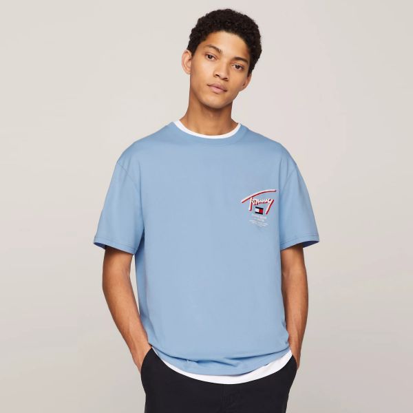 Tommy Jeans 3D Street T-shirt Licht Blauw