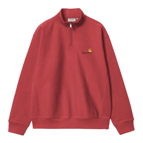 Carhartt Half Zip American Script Sweater Rood