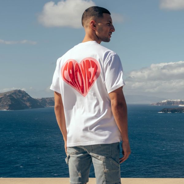 Croyez Puffed Heart T-shirt Wit