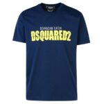 Dsquared2 Yellow Logo T-shirt Navy