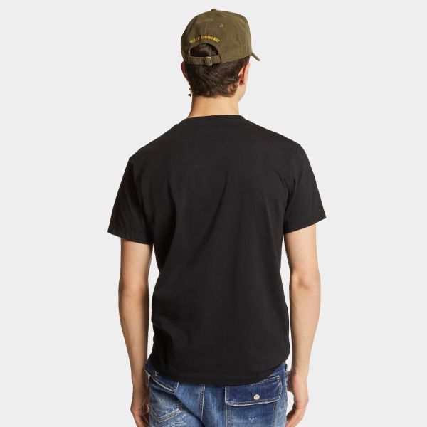 Dsquared2 Yellow Logo T-shirt Zwart