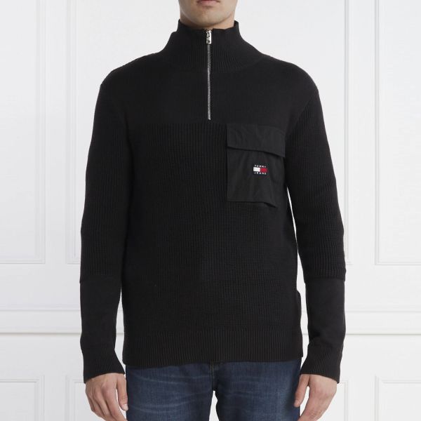 Tommy Jeans Regular Mix Tech Sweater Zwart