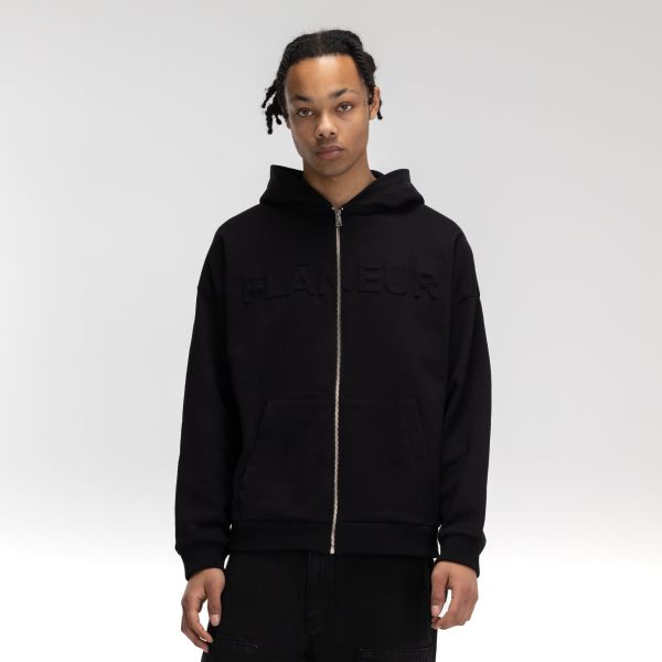 Flâneur Embossed Zip-Up Vest Zwart