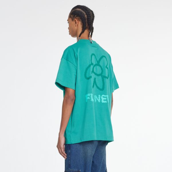 Flâneur Flower Doodle T-shirt Turquoise