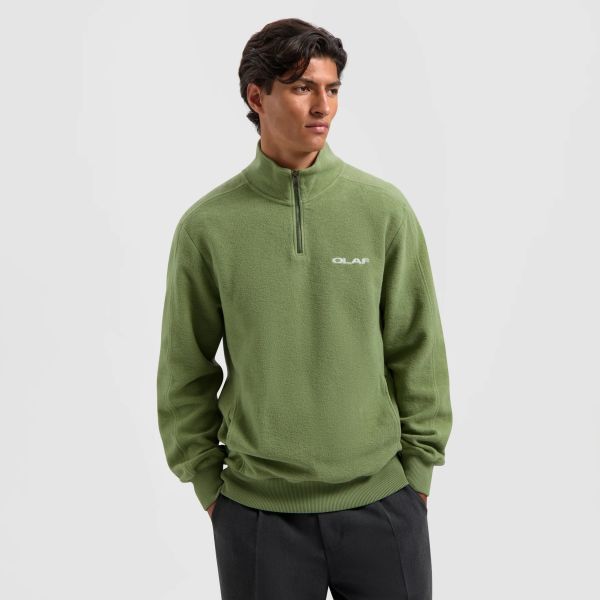 Olaf Drift Zip Mock Sweater Groen