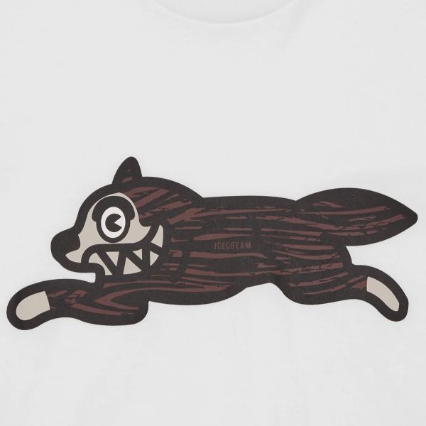 Icecream Woodgrain Running Dog T-shirt Wit