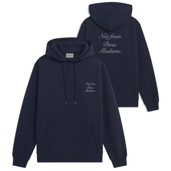 Drôle De Monsieur Slogan Calligraphy Hoodie Navy
