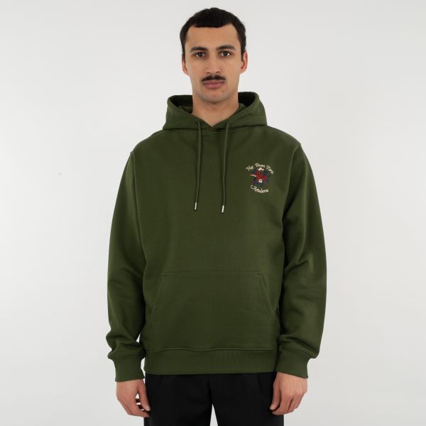 Drôle De Monsieur Slogan Fleurs Hoodie Donker Groen