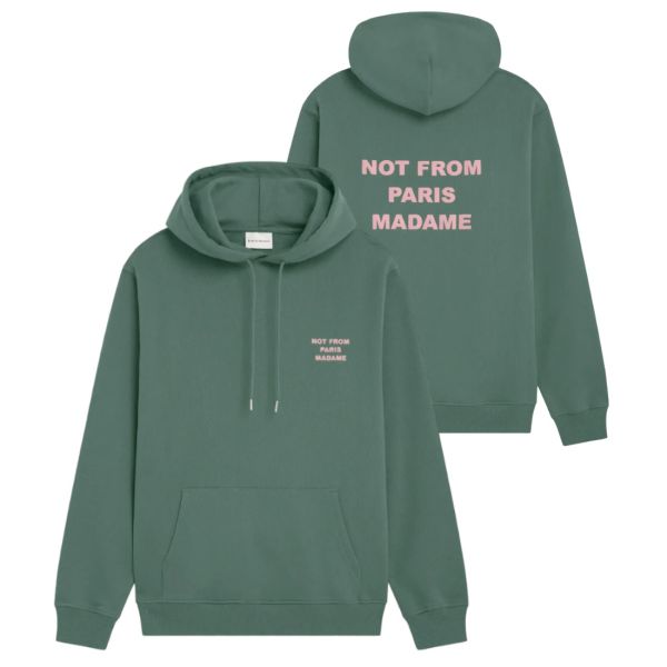 Drôle De Monsieur Slogan Hoodie Donker Groen