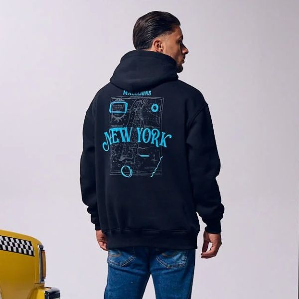 Malelions New York Hoodie Zwart