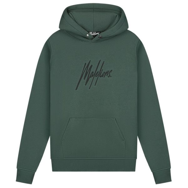 Malelions Striped Signature Hoodie Donker Groen
