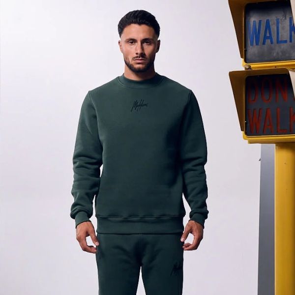 Malelions Striped Signature Sweater Donker Groen