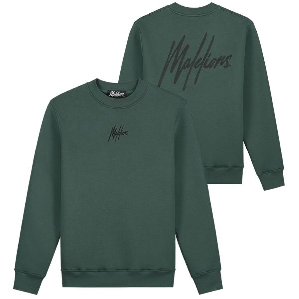 Malelions Striped Signature Sweater Donker Groen