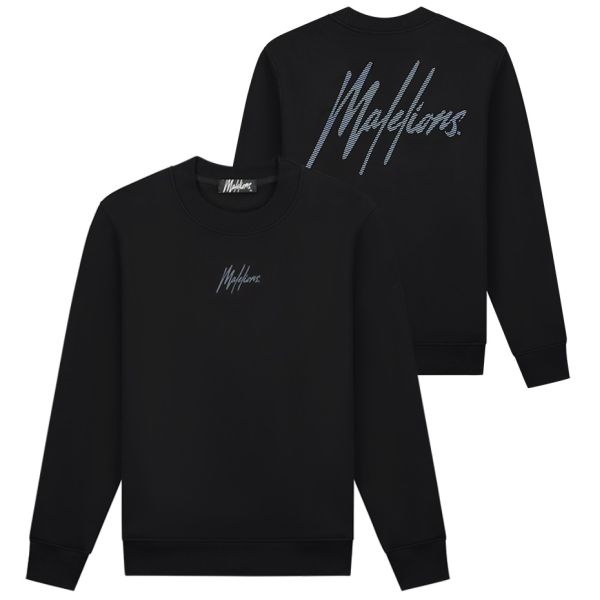 Malelions Striped Signature Sweater Zwart