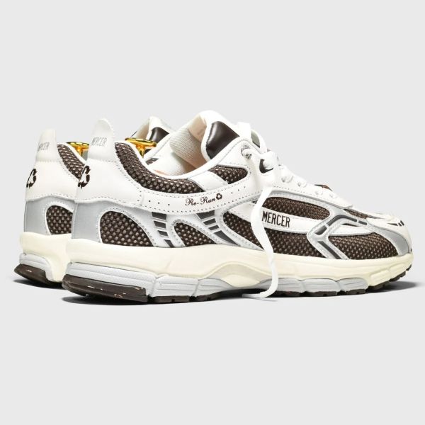 Mercer Amsterdam The Re-Run White Silver Sneaker Wit/Bruin