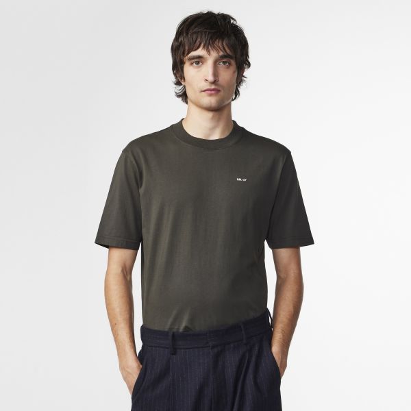 NN.07 Adam Emb T-shirt Donker Groen