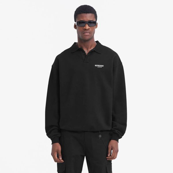 Represent Owners Club Longsleeve Polo Sweater Zwart