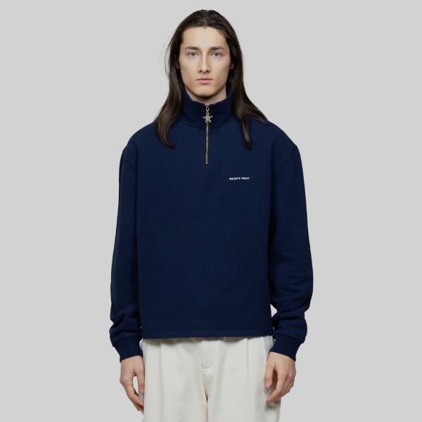 Bram's Fruit Lemon Buckle Quarter Zip Sweater Navy
