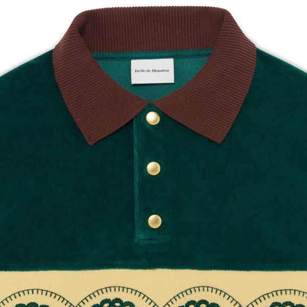 Drôle De Monsieur Tressé Polo Sweater Donker Groen