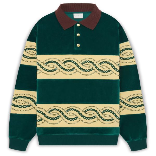 Drôle De Monsieur Tressé Polo Sweater Donker Groen