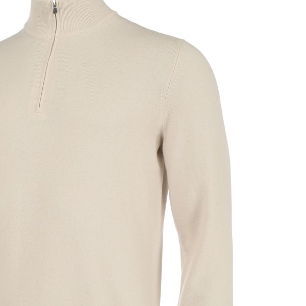 Gran Sasso Zip Mock Sweater Beige