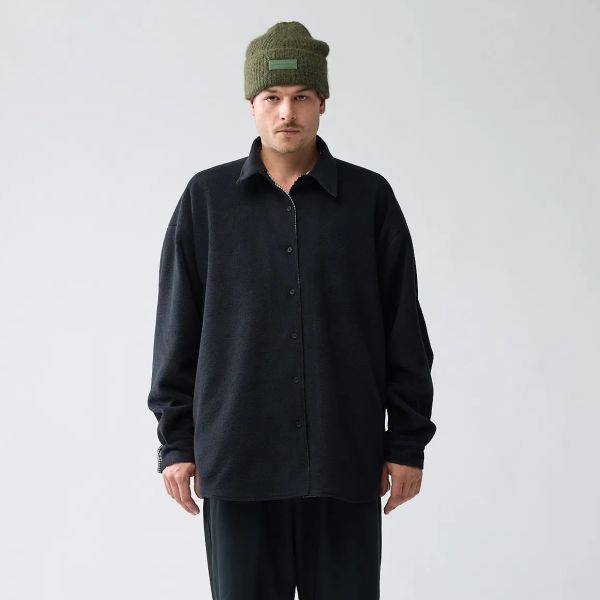New Amsterdam Surf Association Reversible Fleece Overshirt Zwart/Wit