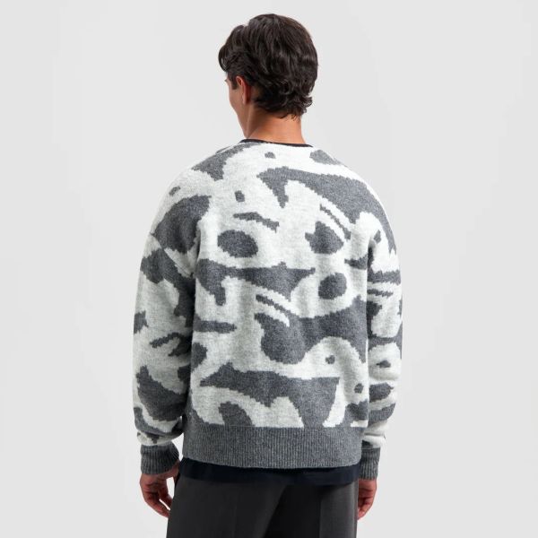 Olaf Wavy Drift Knitted Cardigan Grijs