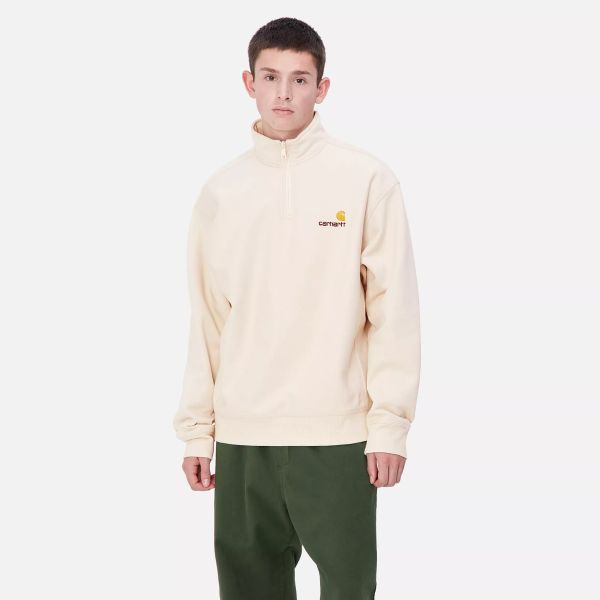 Carhartt Half Zip American Script Sweater Off White