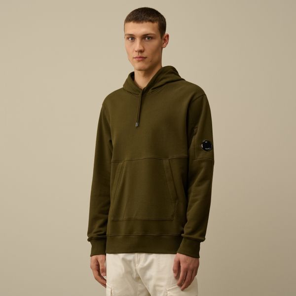 CP Company Diagonal Raised Fleece Lens Hoodie Donker Groen