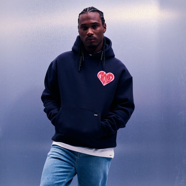 Croyez Puffed Heart Hoodie Navy