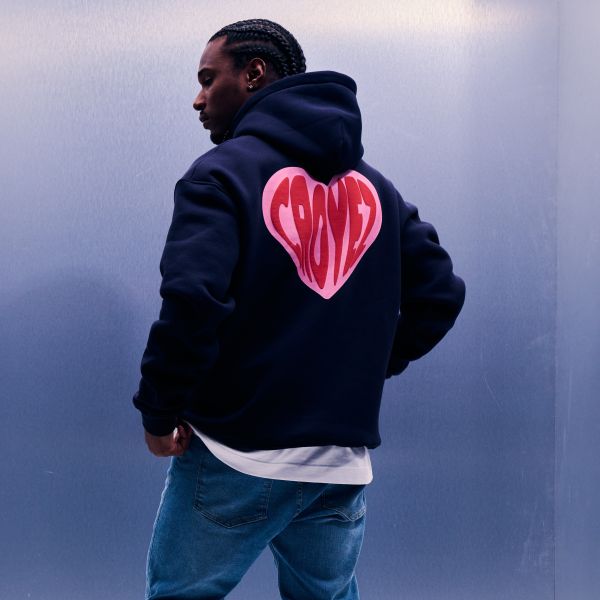 Croyez Puffed Heart Hoodie Navy