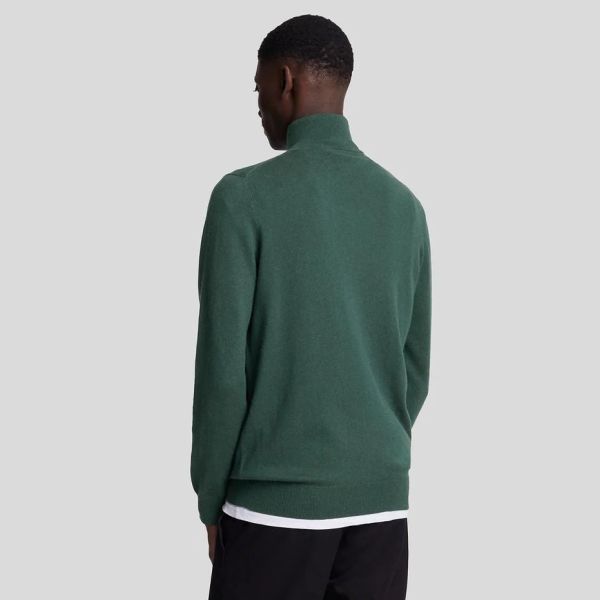 Lyle & Scott Cotton Merino Quarter Zip Sweater Donker Groen