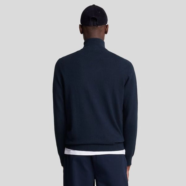 Lyle & Scott Cotton Merino Quarter Zip Sweater Navy