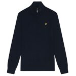 Lyle & Scott Cotton Merino Quarter Zip Sweater Navy